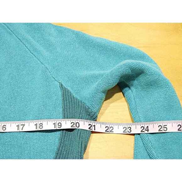 Vintage Womens Woolrich Atlantic Cotton Turquoise Snowflake V Neck Sweater Sz M - Picture 6 of 11